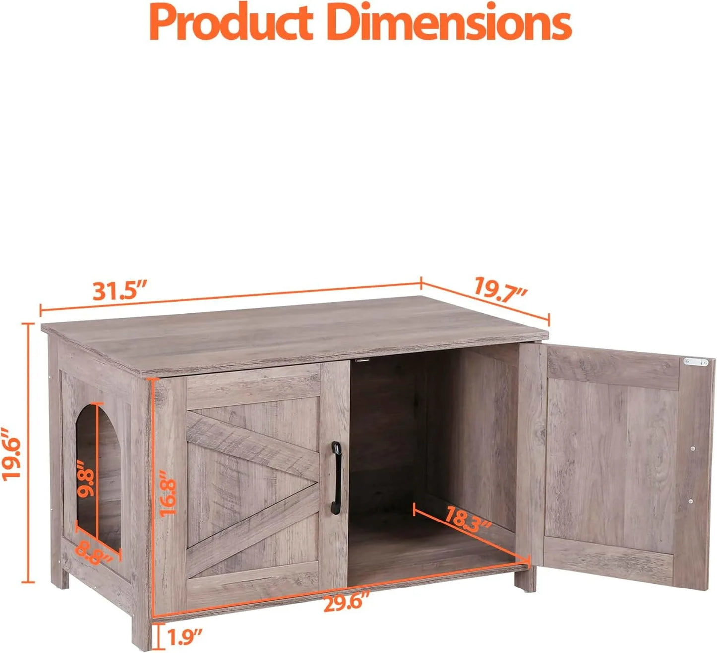 Cat Litter Box Enclosure, Litter Box Furniture Hidden, Wooden Litter Cabinet with Divider