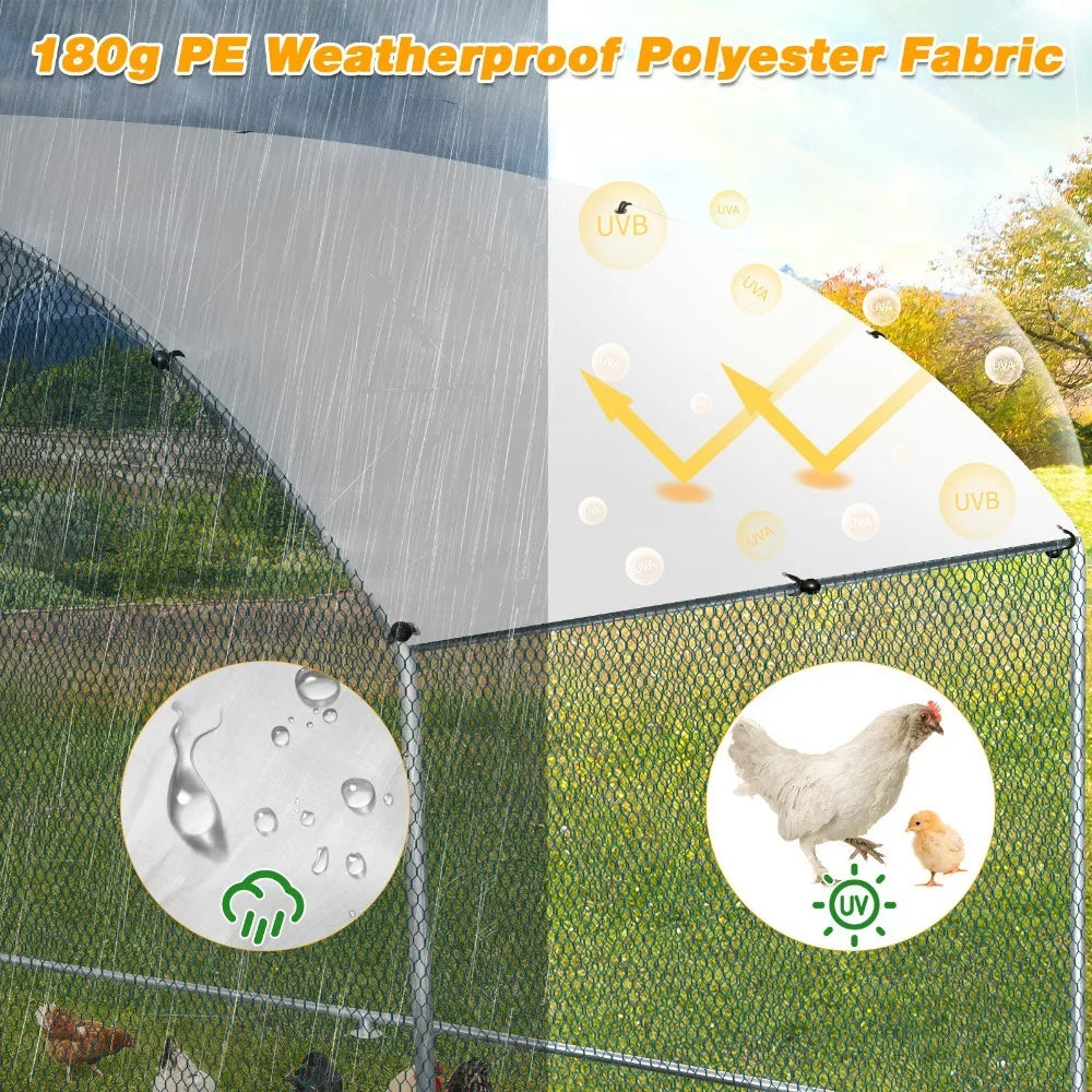 6.5 x 10 FT Metal Walk In Chicken Coop Run Cage Rabbit Hutch Hen House Enclosure
