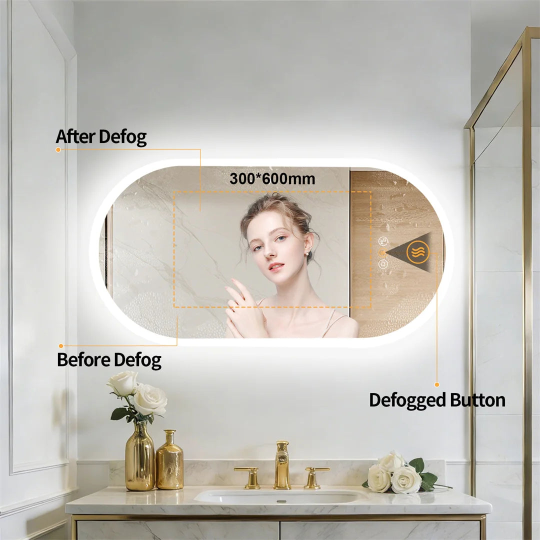 LUVODI Smart Bluetooth Lighted Bathroom Mirror with Dimming Backlit Wall Vanity Anti-Fog Tempered Glass for Sink Dressing