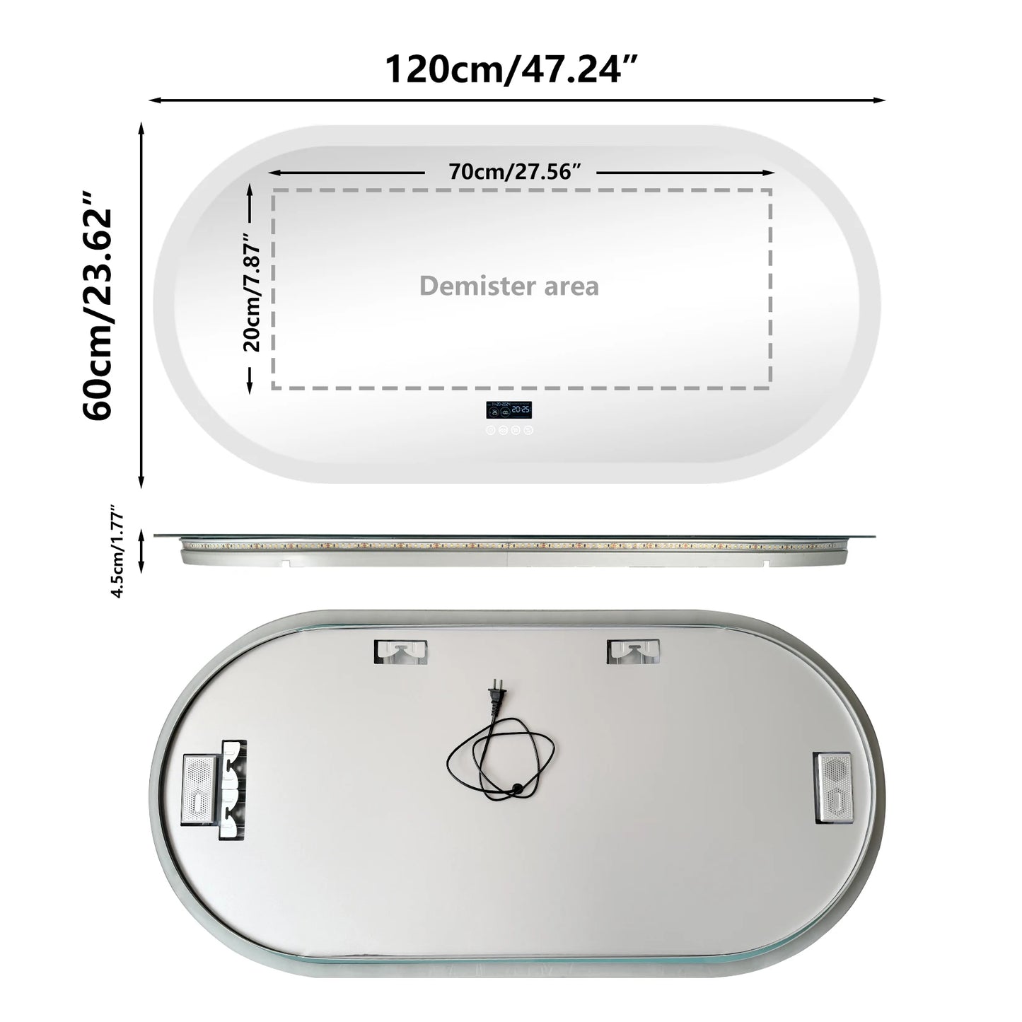 LUVODI Lighted Bluetooth Bathroom Mirror Led Backlit Illuminate Vanity Mirror with Time Date Display Anti-fog