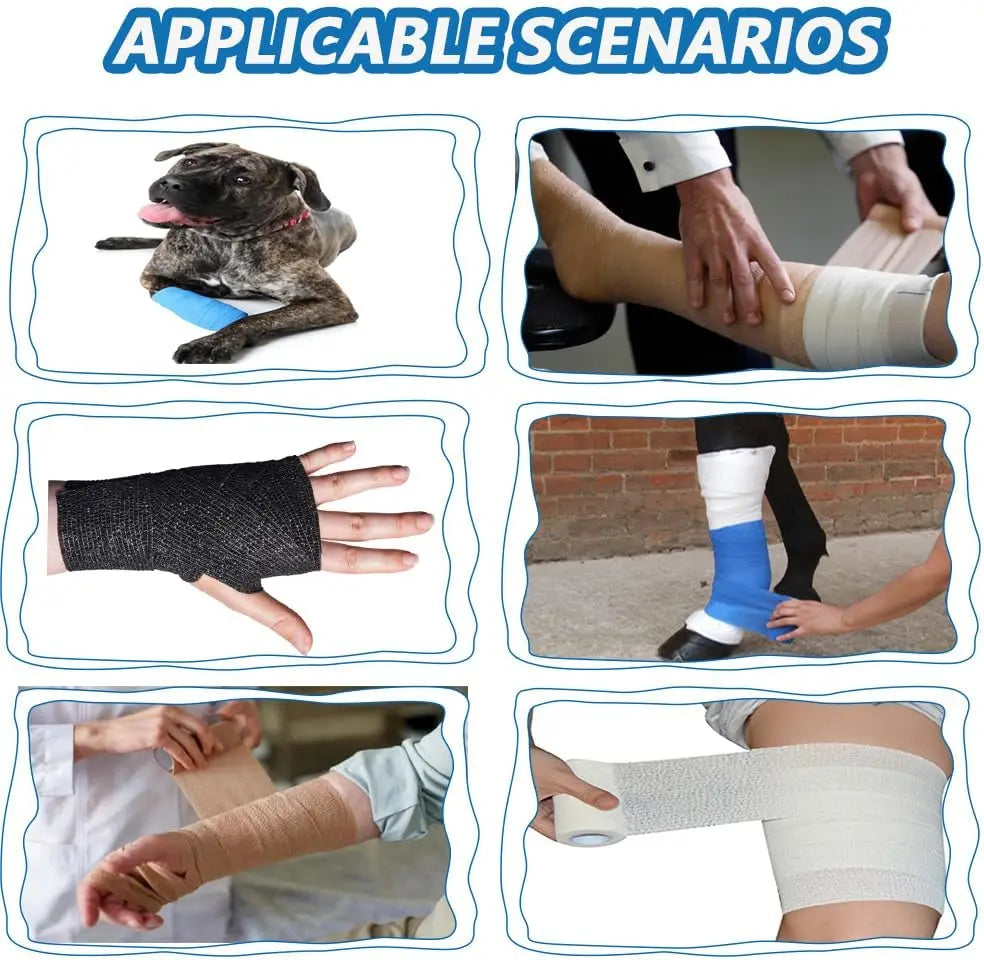 24 Pack Self Adhesive Bandages Sports Wrap 2" Black Breathable Athletic Elastic Cohesive Bandage for Sports Vet Wrap Sports Tape
