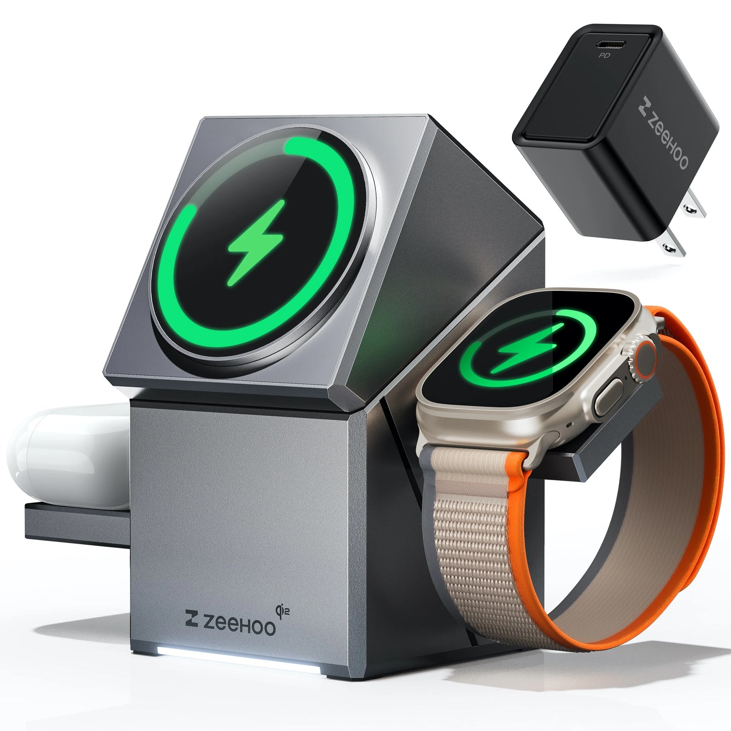 3-in-1 Rotatable Magnetic Wireless Charger Stand for iPhone 16 15 14 13 12 Samsung iWatch AirPods 3/2 Dock Fast Charging Stand