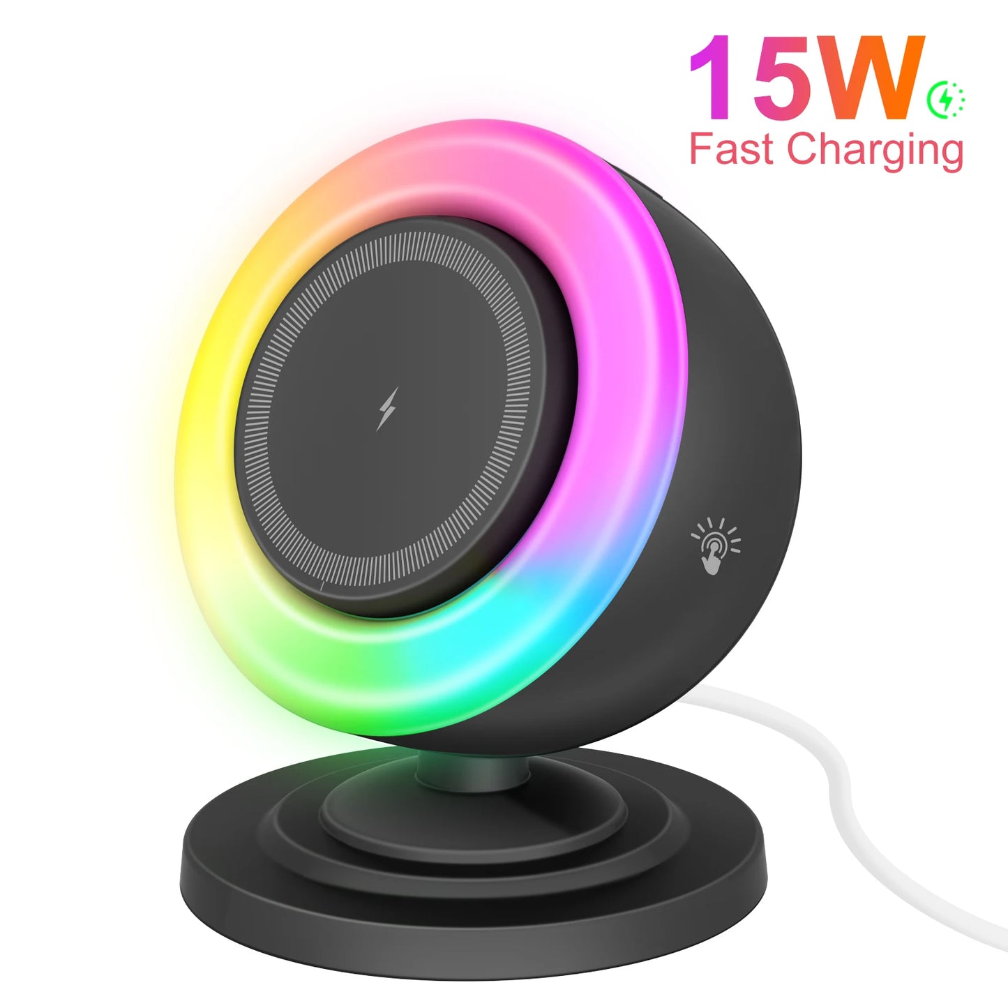 Magnetic Wireless Charger Stand 15W 4 in 1 Light Bluetooth Speaker RGB Colors Fast Charging For Magsafe iPhone 17 16 15 Pro Max