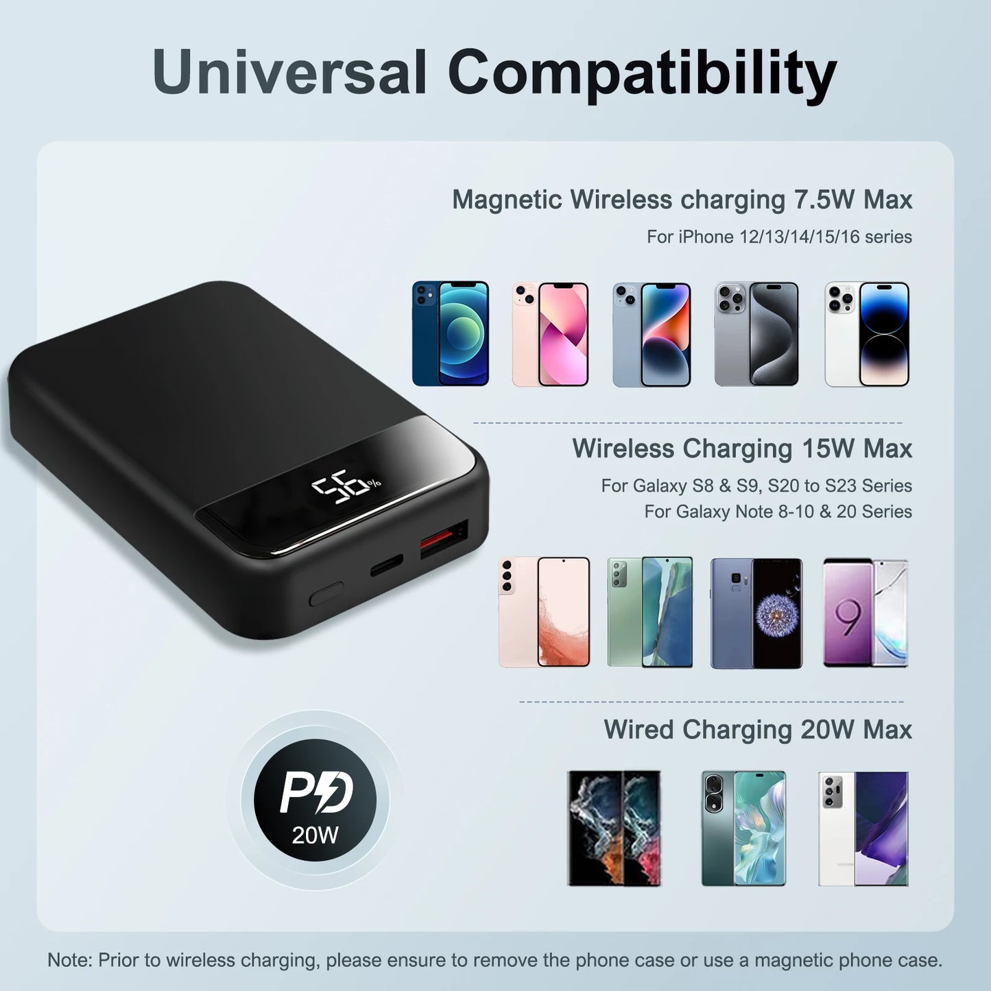 10000mAh Magnetic Power Bank Wireless Magnetic PD20W Portable Fast Charger LED Display External Battery for Magsafe IPhone
