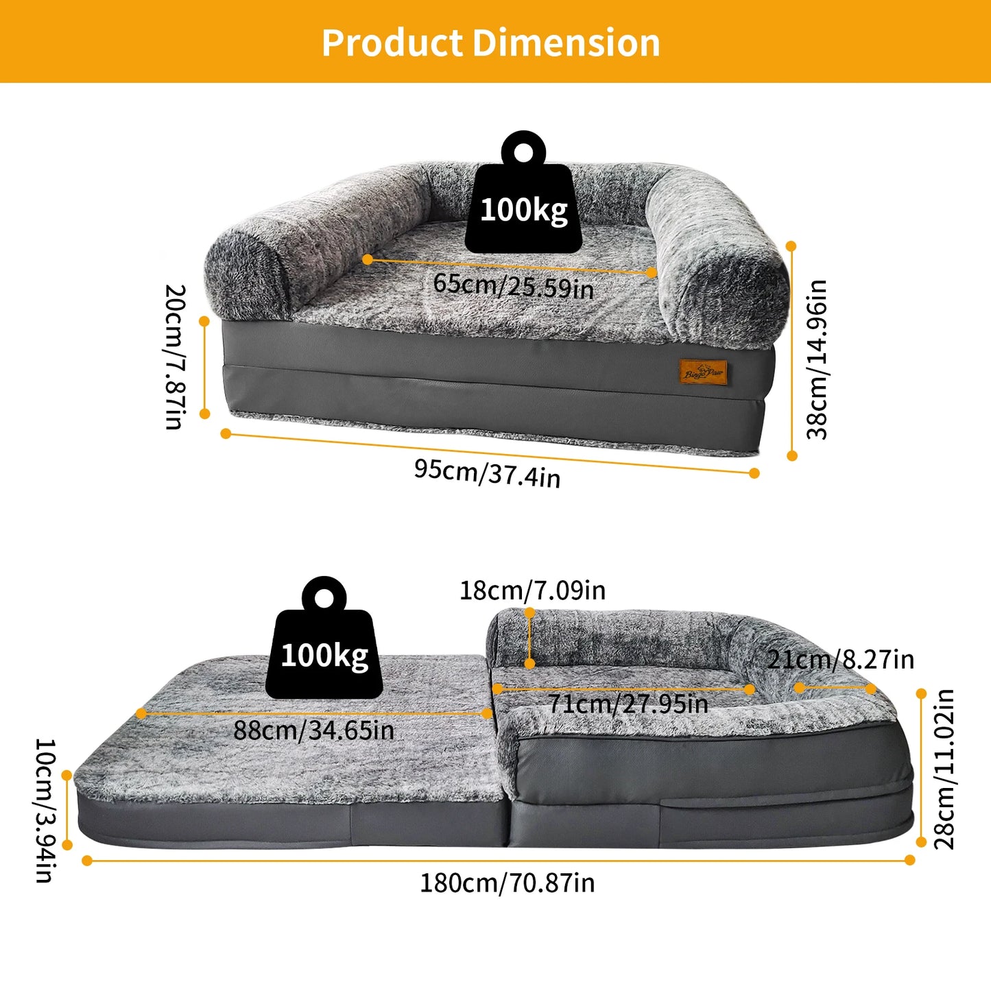180cm Long Human-Size Giant Dog Bed Calming Pet Dog Bed Plush Cover Orthopedic Sponge Base with Foldable Design for Winter,Keep Warm