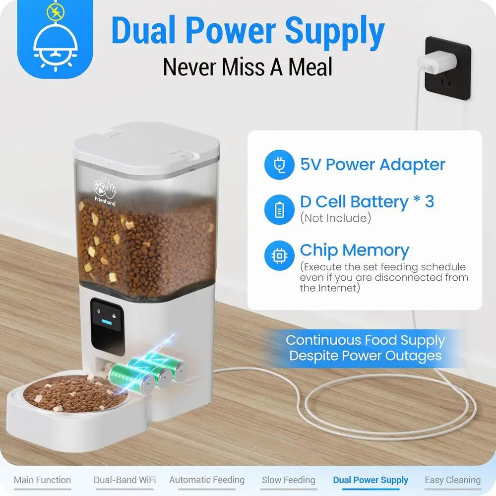 Automatic Cat Feeder with 5G: Automatic Dog Feeder with Slow Feed & Smart APP Control, 7L Timed Auto Cat Food Dispenser with Ale