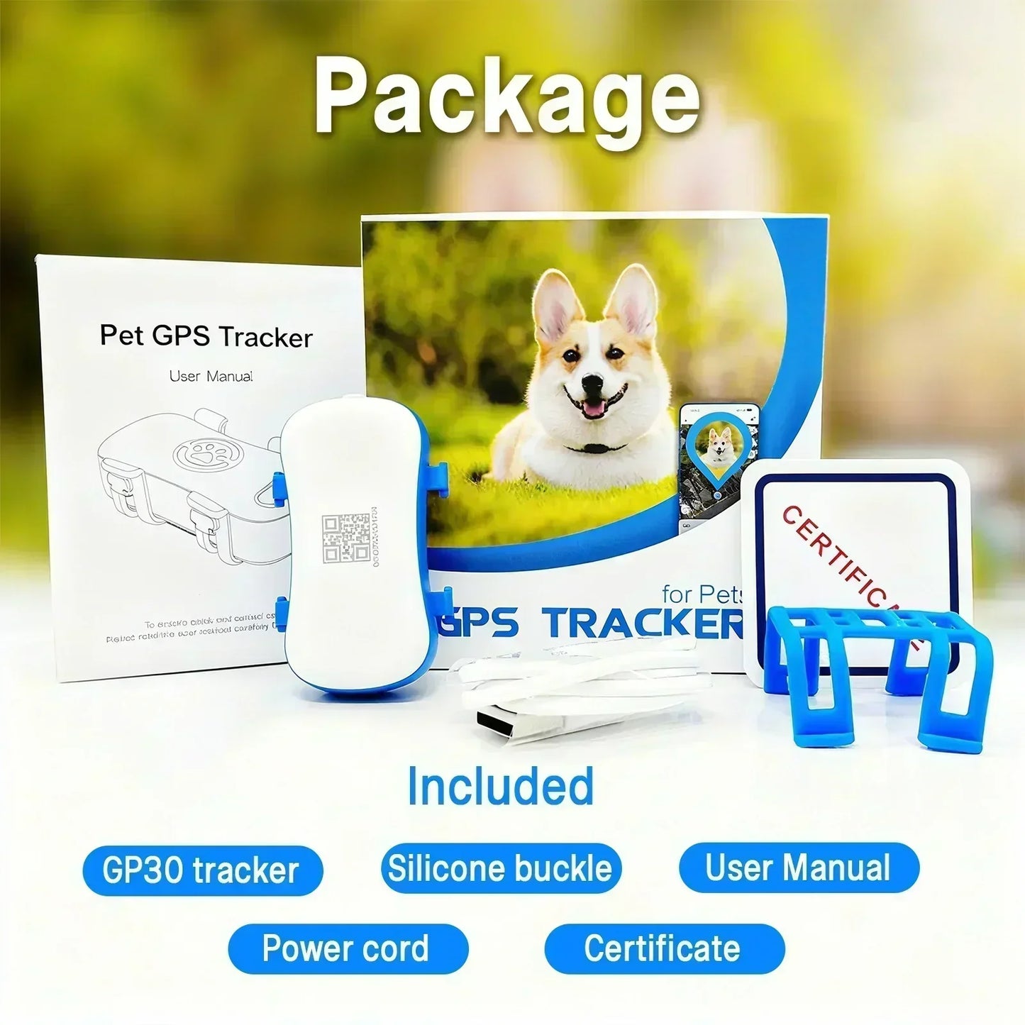 GPS Dog Cat 4G Tracker Built-in SIM with Real-Time Tracking Device, WiFi Home Positioning, IP67 Waterproof, Plan Required