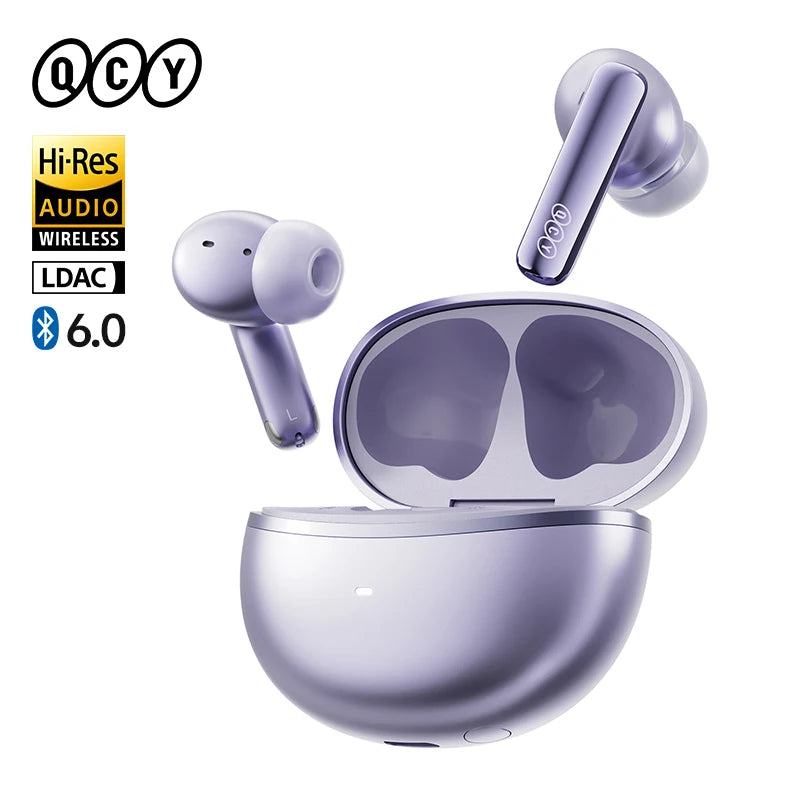 Ship From ES/PL/BR QCY HT18 Wireless Earphones Bluetooth 6.0 MeloBuds N70 Adaptive Hybrid ANC 6 Mics LDAC Hi-Res Audio Earbuds