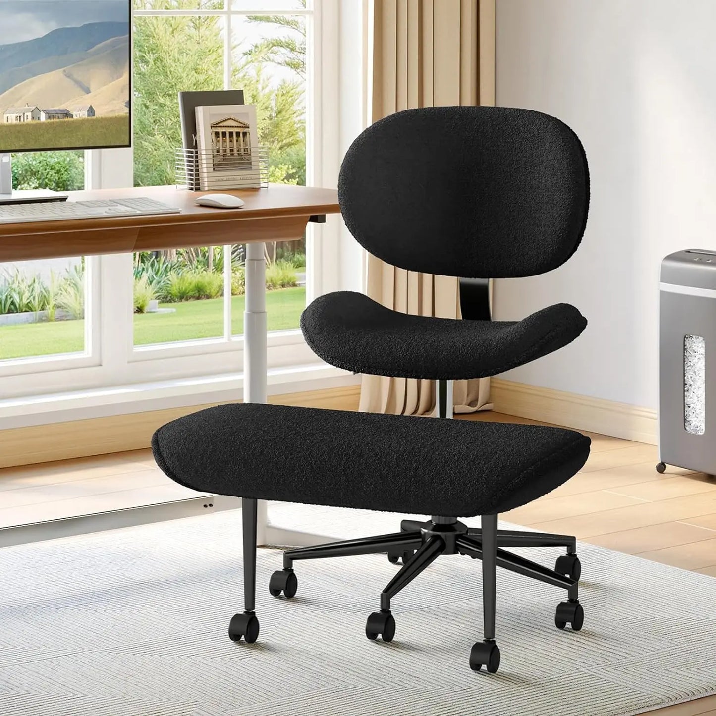 Cross Legged Office Chair with Wheels for ADHD, Ergonomic 360° Swivel Height-Adjustable Meditation Chair for Yoga,, Customized