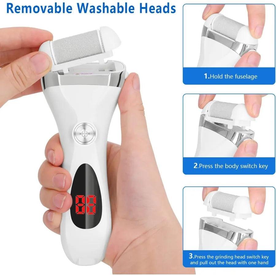TLX Rechargeable Electric Foot Callus Remover Kit With Three Heads