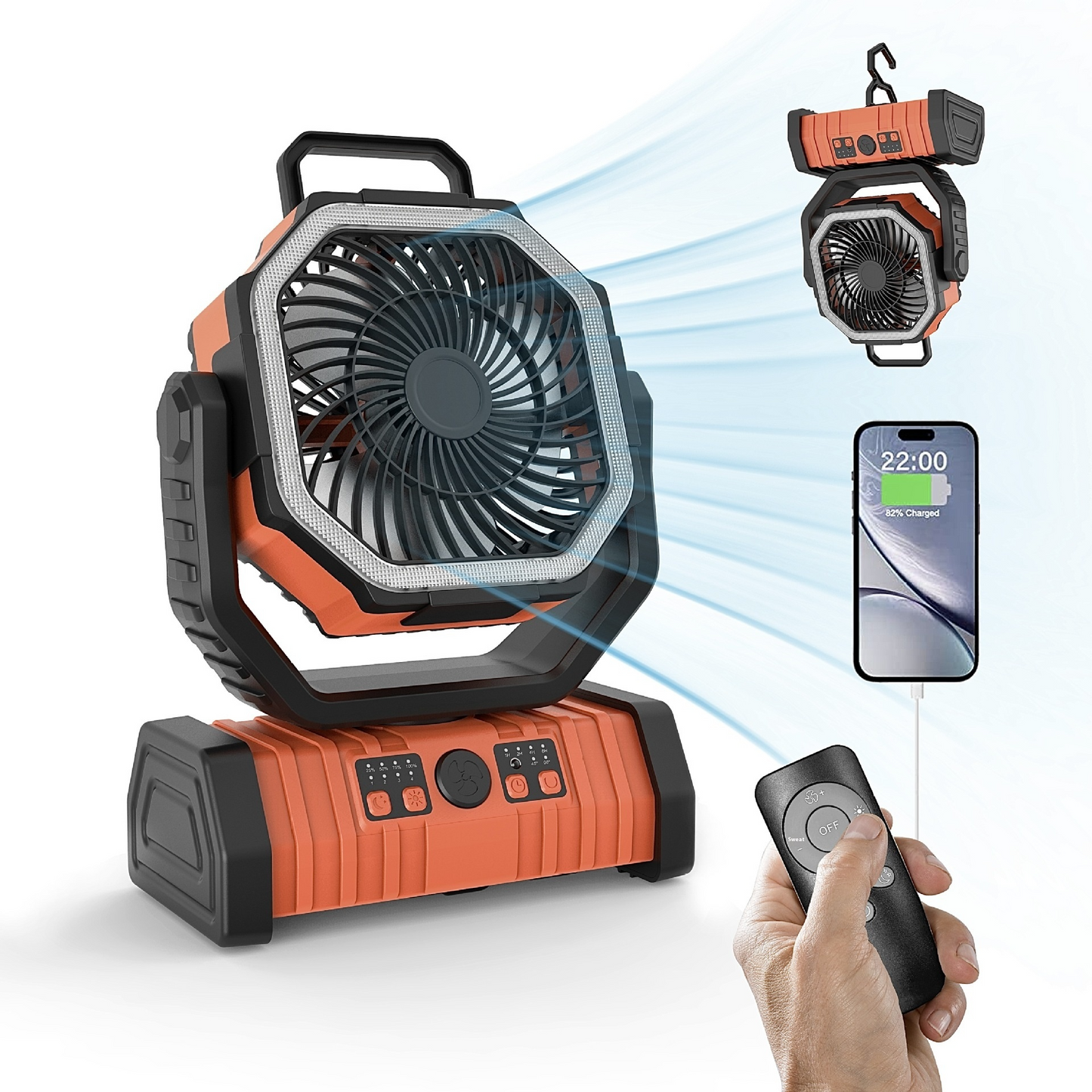Multifunctional Camping Fan With LED Light And Power Bank
