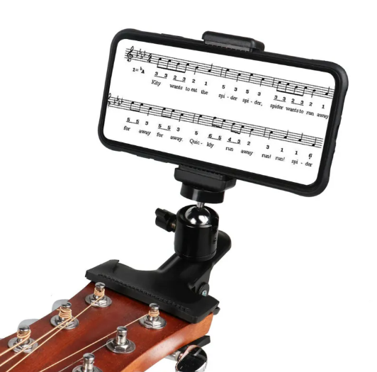 Secure Smartphone Holder For Guitar Live Streaming Recording Stand