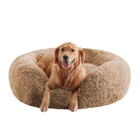 Panier pour chien apaisant URGVANZ pour grands chiens, lit rond en fausse fourrure style donut, coussin moelleux et lavable pour chiens jusqu'à 36 kg, 86 cm