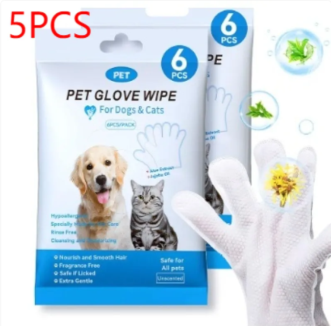 Premium Pet Cleaning Gloves And Gentle Hygiene Wipes For Dogs