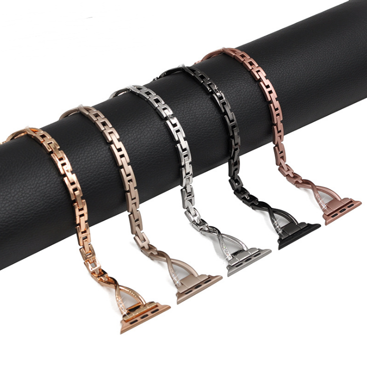 Apple Watch Armband X-Type Edelstahl mit Diamanten