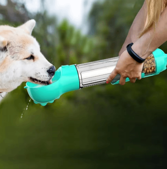 3-in-1 Tragbare Hundewasserflasche und Futterspender