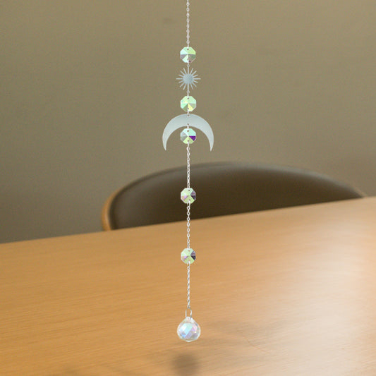Modern Minimalist Crystal Moon Wind Chime Decor