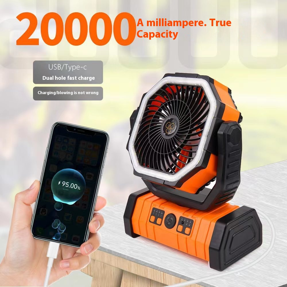Multifunctional Camping Fan With LED Light And Power Bank