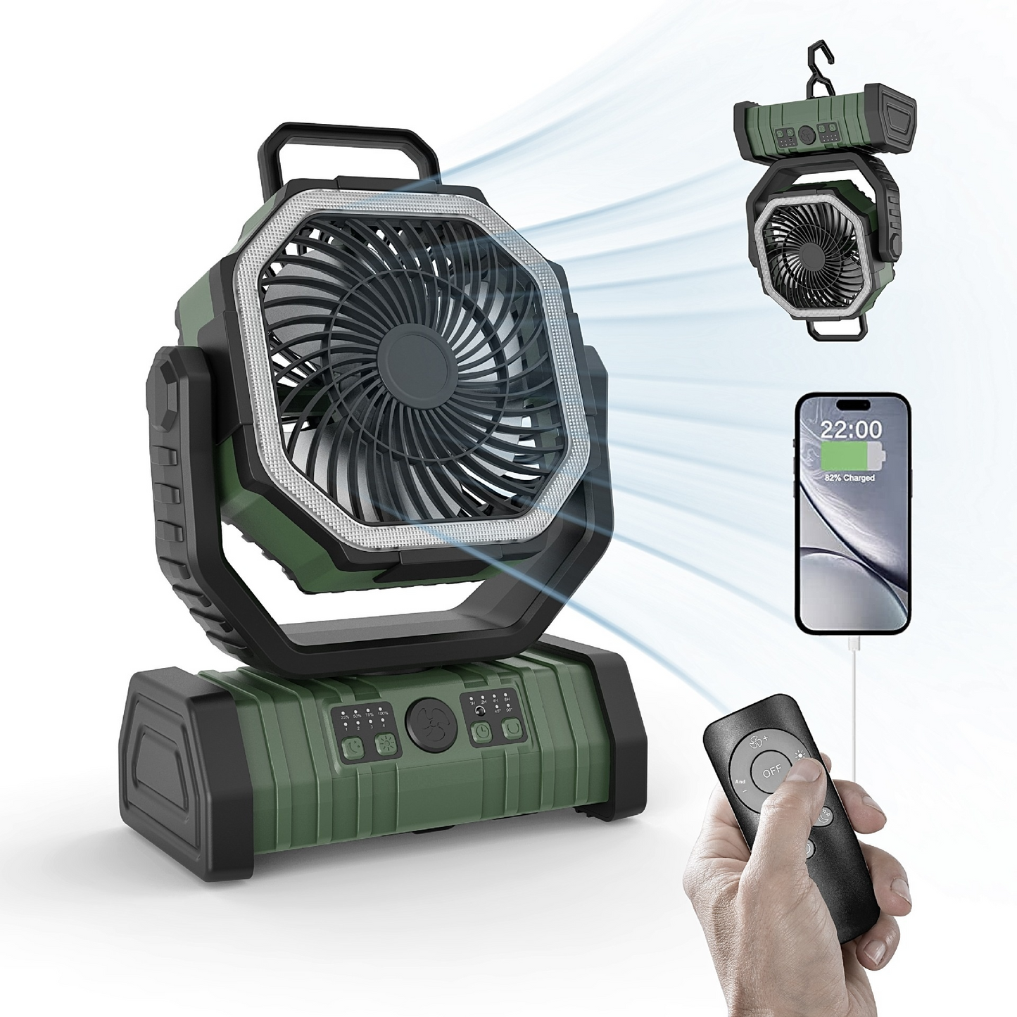 Multifunctional Camping Fan With LED Light And Power Bank