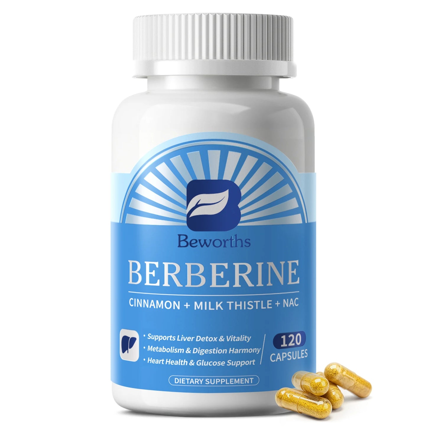 Beworths Berberine Support Liver Deep Detox Liver Repair & Bile Optimization Matrix Liver Health Support Non-GMO,Vegan Friendly