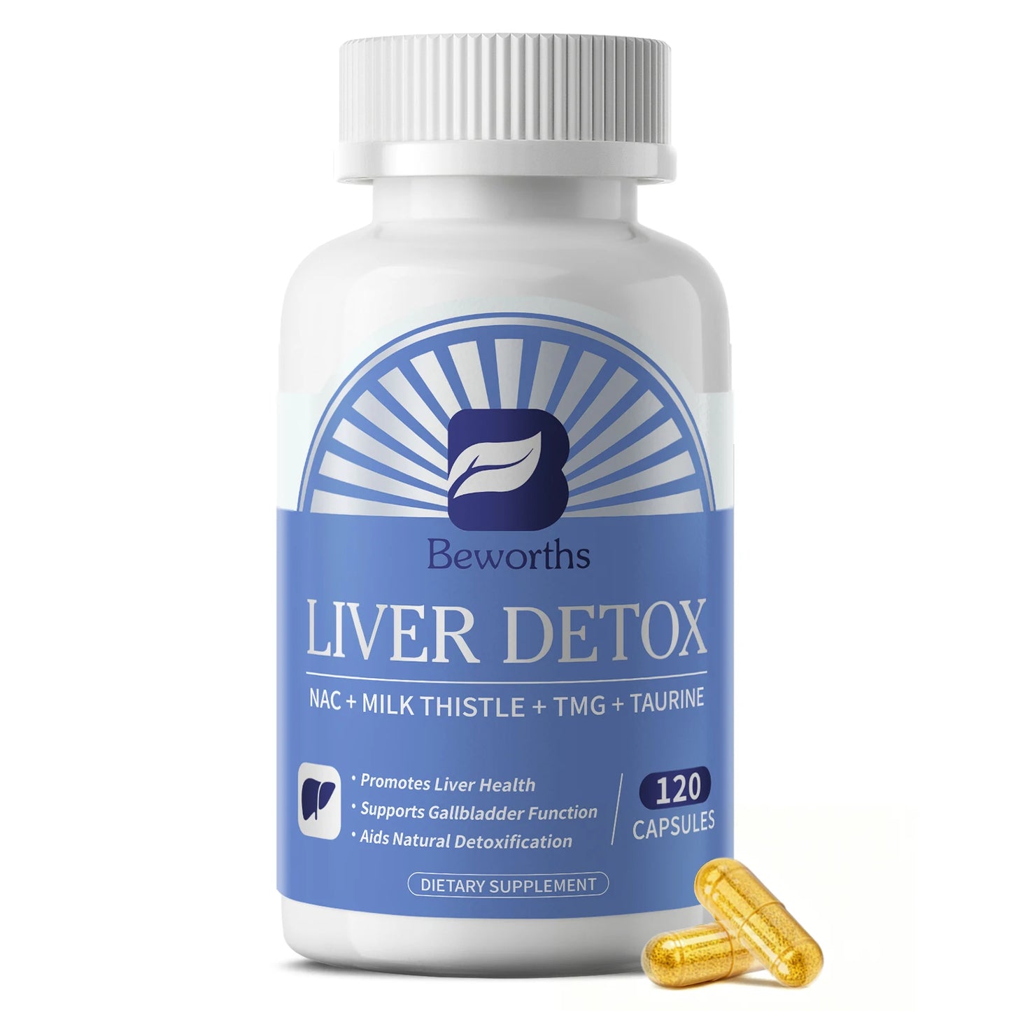 Beworths Liver Detox Pills with NAC,MILK THISTLE,TMG,TAURINE Liver Health Support Non-GMO Formula,Vegan Vegetarian Friendly