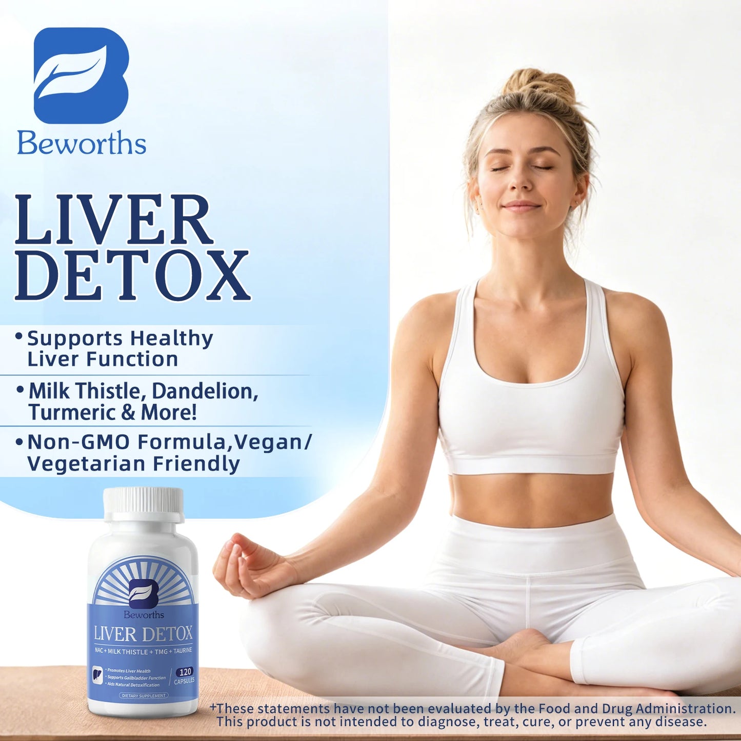 Beworths Liver Detox Pills with NAC,MILK THISTLE,TMG,TAURINE Liver Health Support Non-GMO Formula,Vegan Vegetarian Friendly
