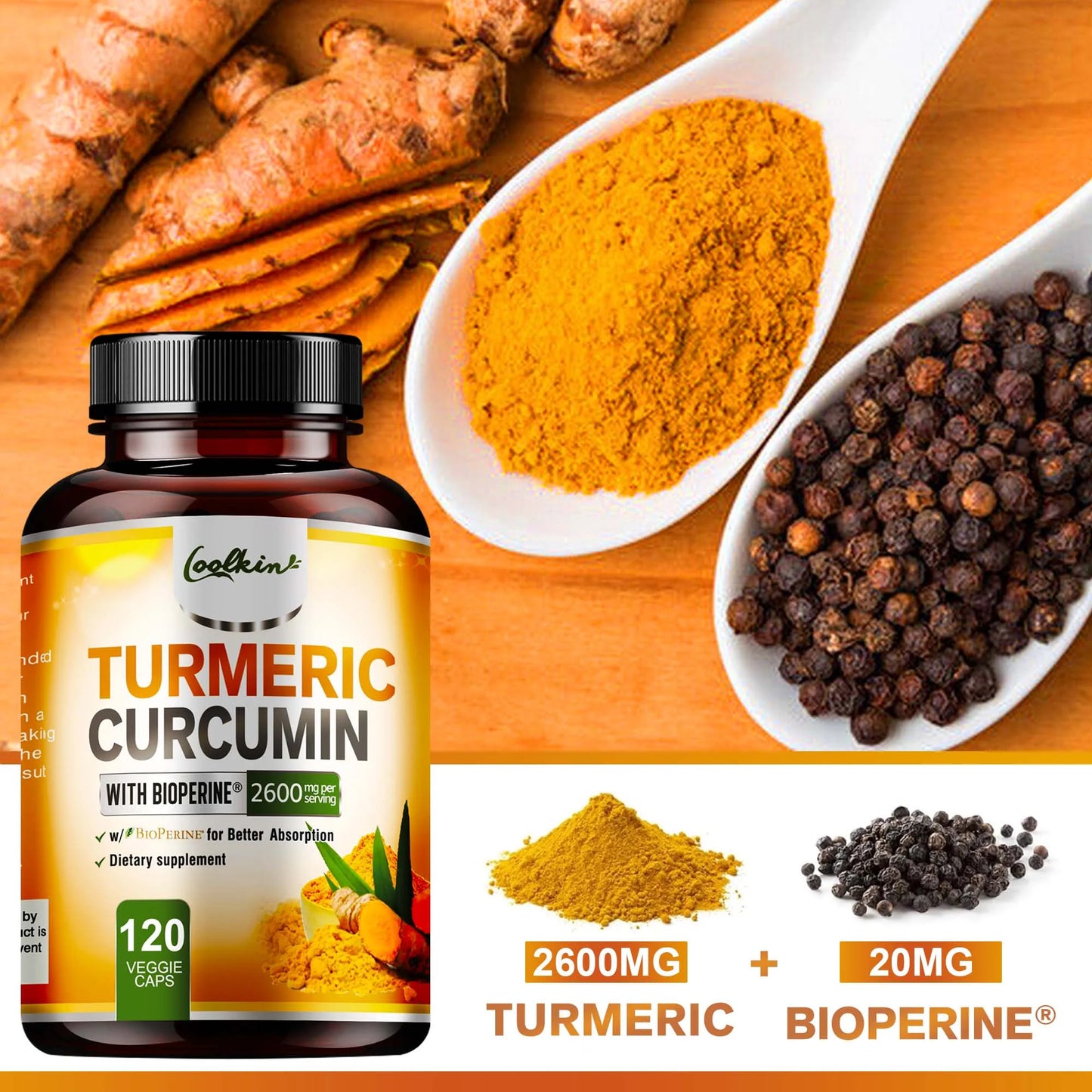Coolkin Turmeric Curcumin With Bioperine Highly Absorbable Supplement
