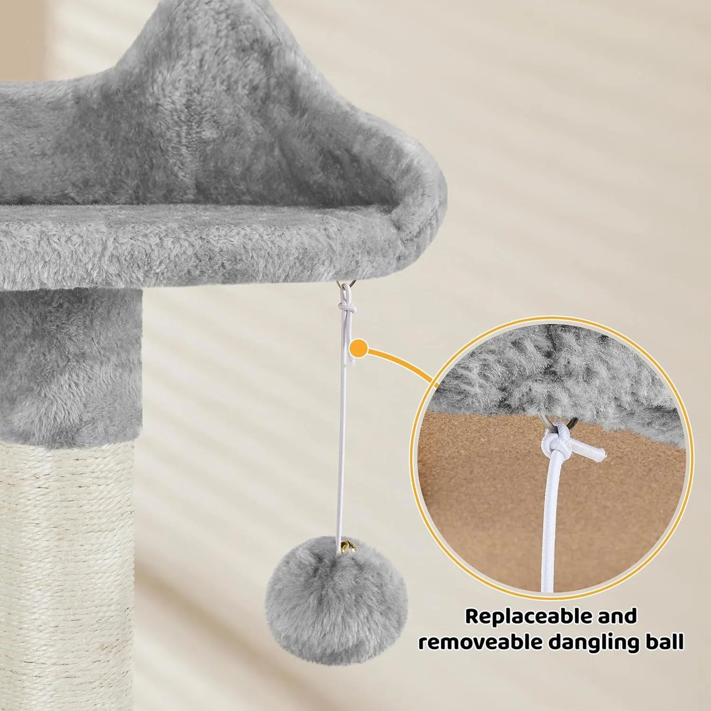 54 inch Cat Tree Tower, Multi-Level Pet House Furniture with Cat-Ear Perch, Funny Tunnel & Hammock, Scrctching Posts,