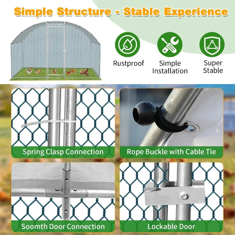 6.5 x 10 FT Metal Walk In Chicken Coop Run Cage Rabbit Hutch Hen House Enclosure