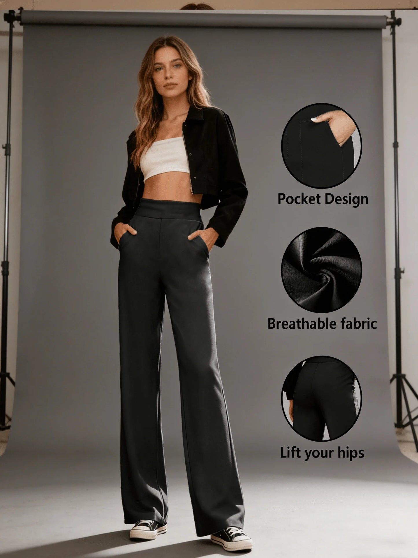 Women's Wide-leg Pants, Breathable And Comfortable, With Good Elasticity. Perfect For Casual Outings And Exercise