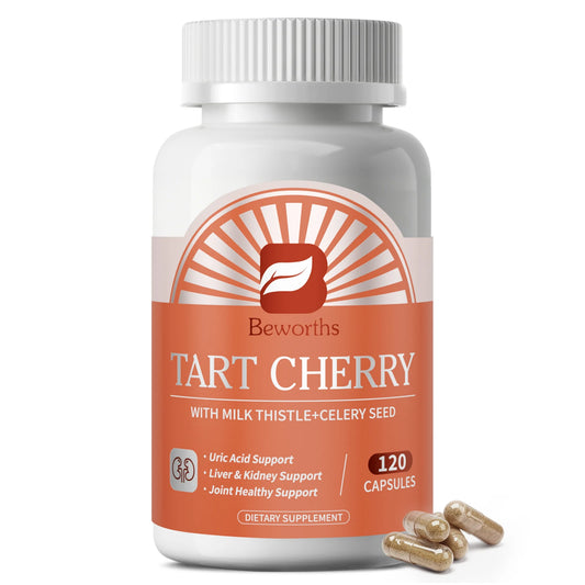 Beworths Tart Cherry Extract Pills Uric Acid Support Liver & Kidney Support Joint Healthy Support Natural Systemic Cleansing