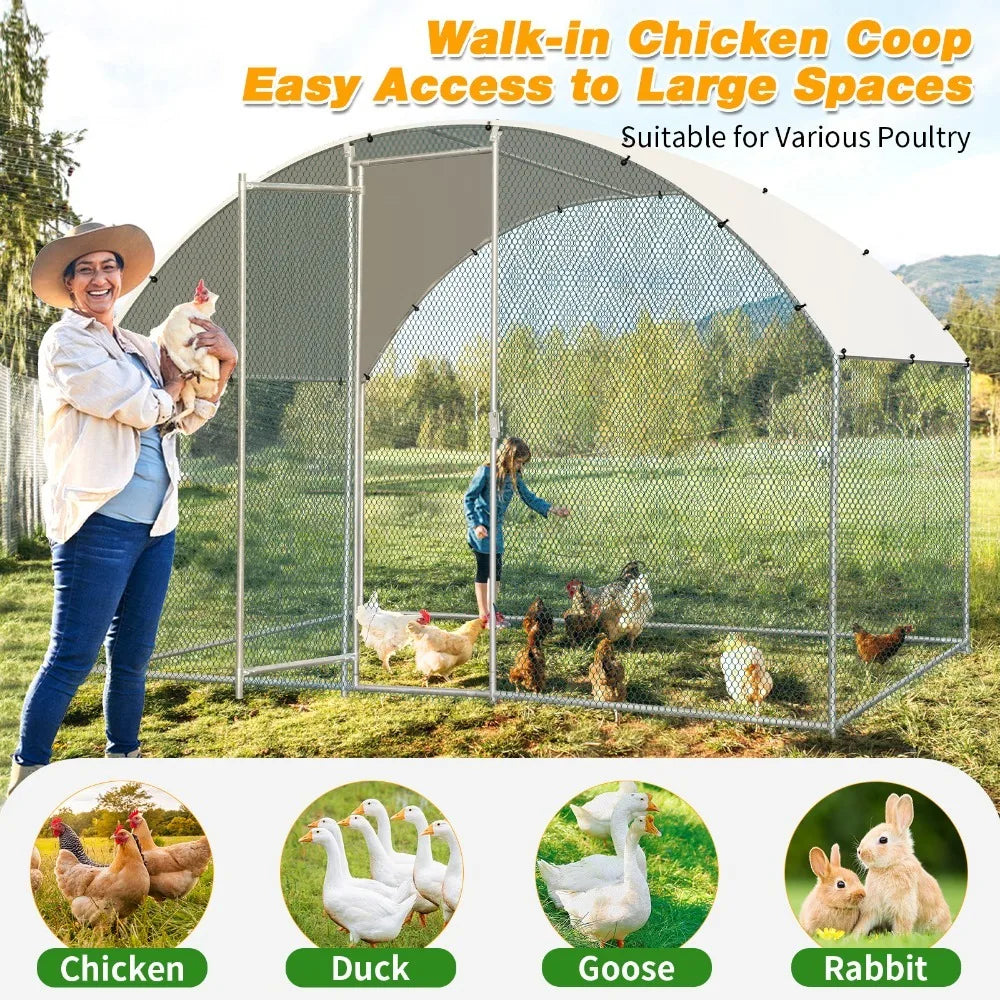 6.5 x 10 FT Metal Walk In Chicken Coop Run Cage Rabbit Hutch Hen House Enclosure