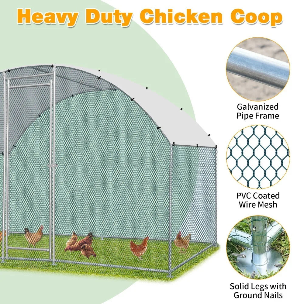 6.5 x 10 FT Metal Walk In Chicken Coop Run Cage Rabbit Hutch Hen House Enclosure