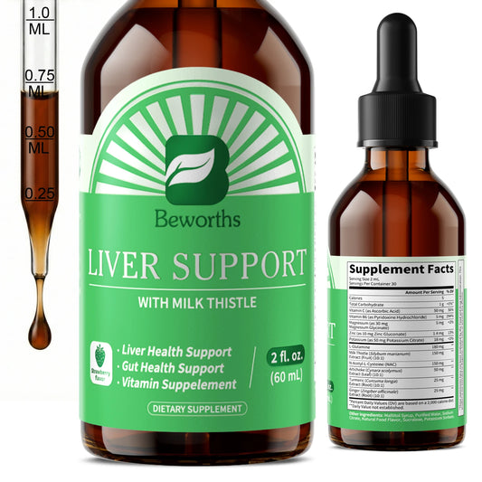 BEWORTHS Liver Health Support Drops with Milk Thistle，NAC and L-Glutamine Relieve Stomach Discomfort Gentle Stomach GMO FREF