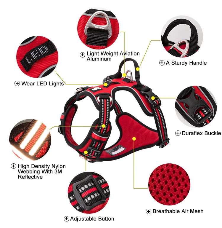 Truelove Reflective Adjustable Nylon Dog Harness for Walking and Training