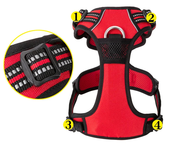 Truelove Reflective Adjustable Nylon Dog Harness for Walking and Training