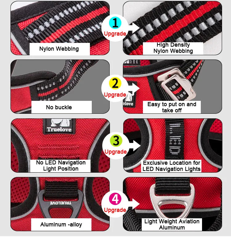 Truelove Reflective Adjustable Nylon Dog Harness for Walking and Training