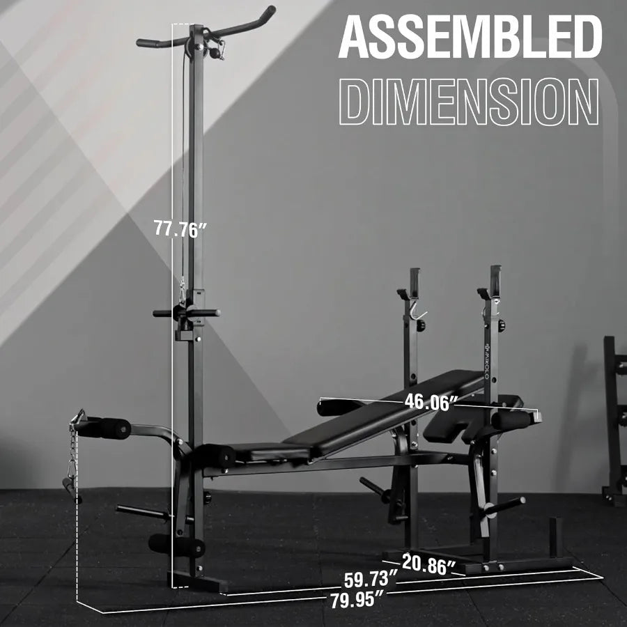 8 in 1 Weight Bench Set with Leg Extension and Leg Curl, Multi-Function Bench Press Set with Preacher Curl Pad and Chest Fly