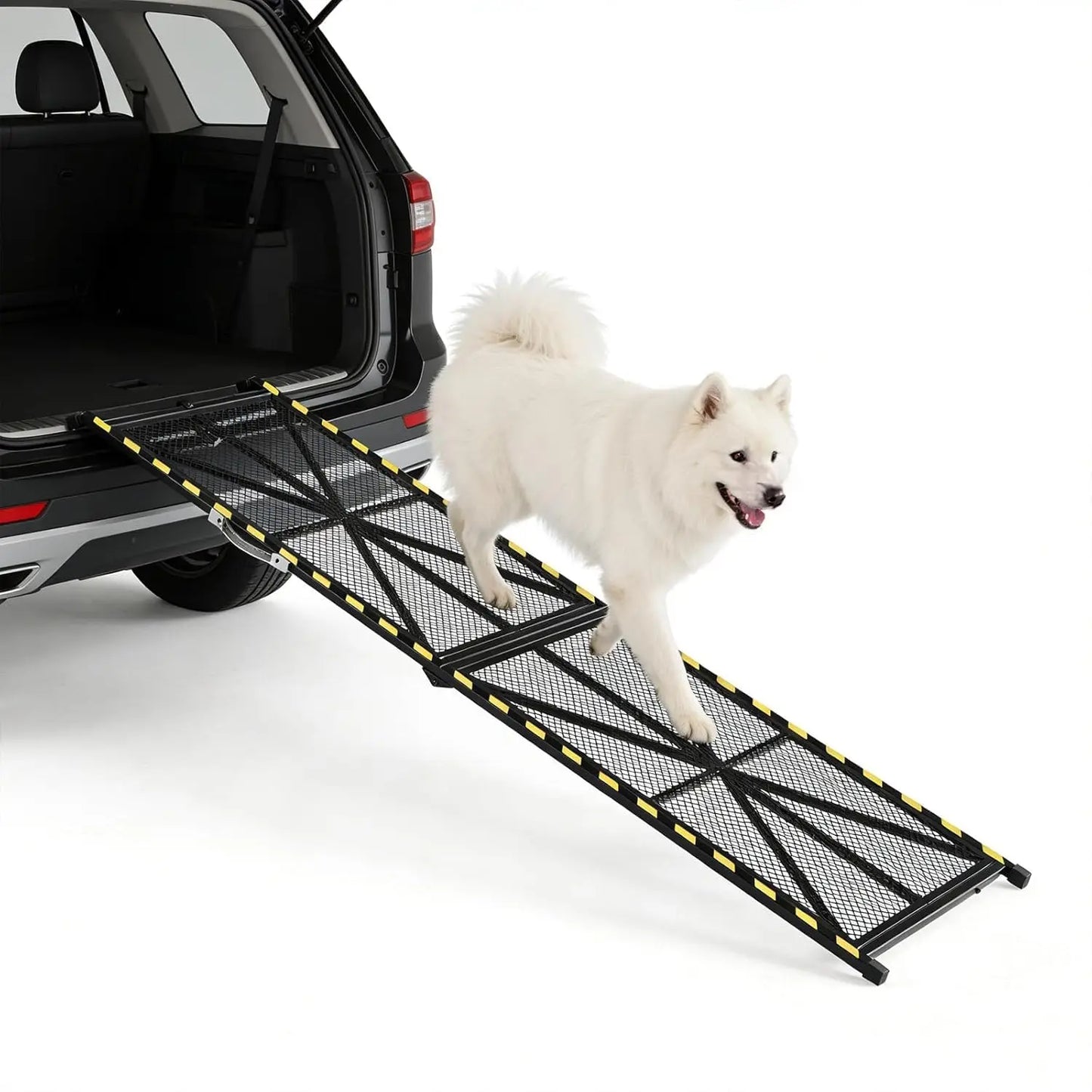 Dog Ramp for Pets - Collapsible & Portable Steel Pet Ramp, Incline Access Ramp for Car SUV/Truck/RV/Bed, Lightweight Ramps with Non-Slip Mesh Up to 300LBS, Black