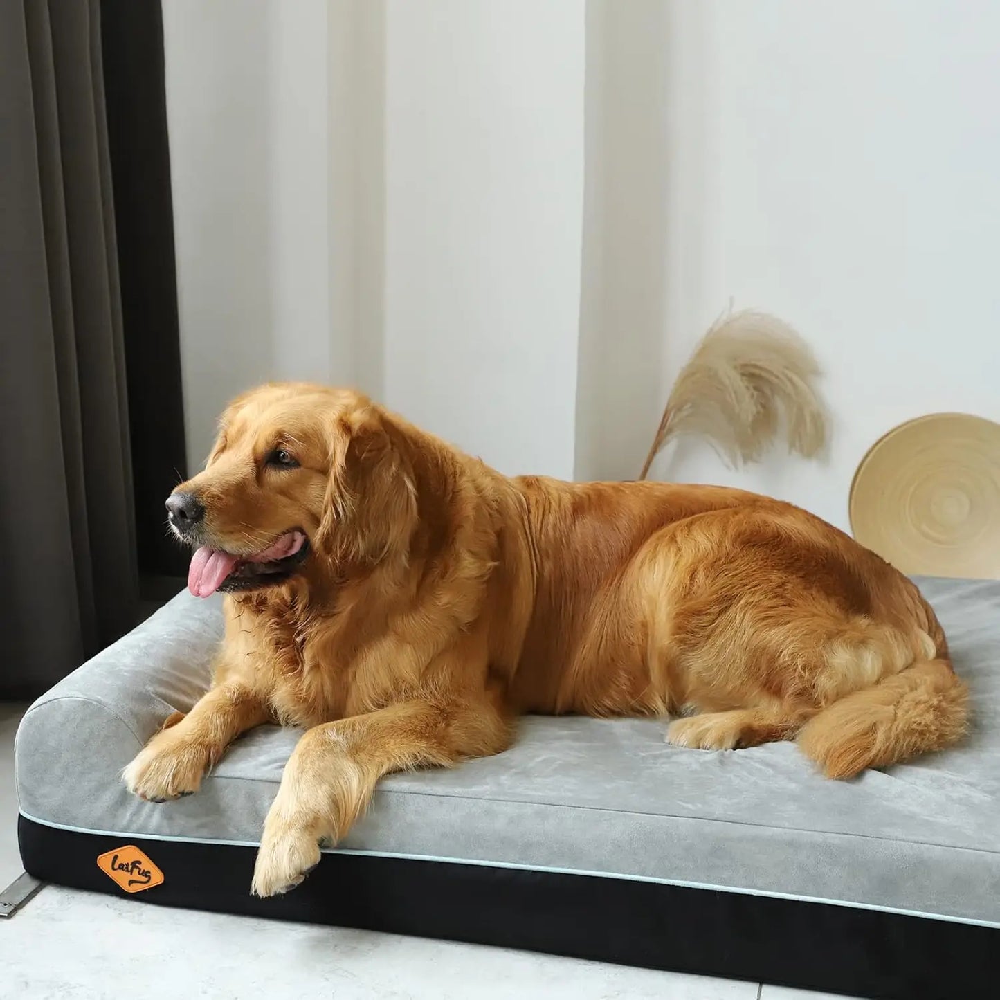 Extra Large Orthopedic Memory Foam Dog Bed with Waterproof Liner & Washable Cover, 50x36x10 Inches, Slate Grey