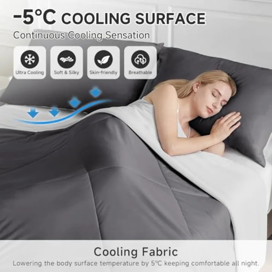 Cooling Comforter Japanese Double-Sided Cold Tech Fabric Cooling Blanket for Night Sweats Hot Sleepers, Q-Max 0.45 Soft Breatha