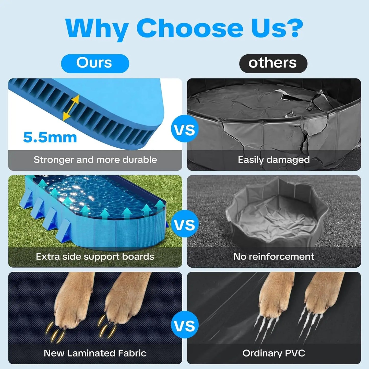 Foldable Dog Pool, 82'' Extra Large for Large Dogs with Non-Slip & Reinforced Support, Portable Pet Bath Tub for Outdoor Use