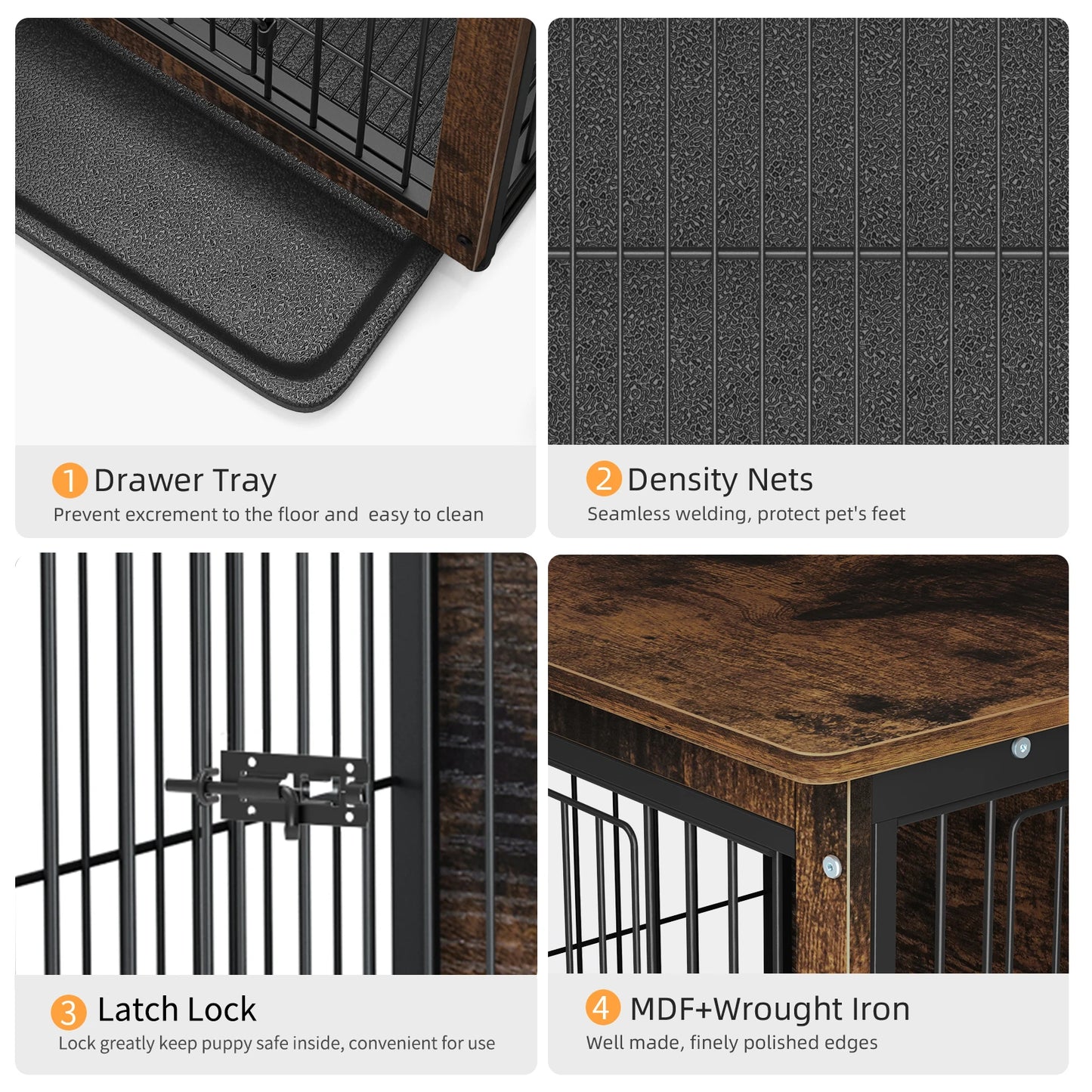Modern Furniture Dog Cage,Pet Crate End Table,Indoor Wooden Kennel with Double Doors & Removable Tray for Small/Medium Dogs