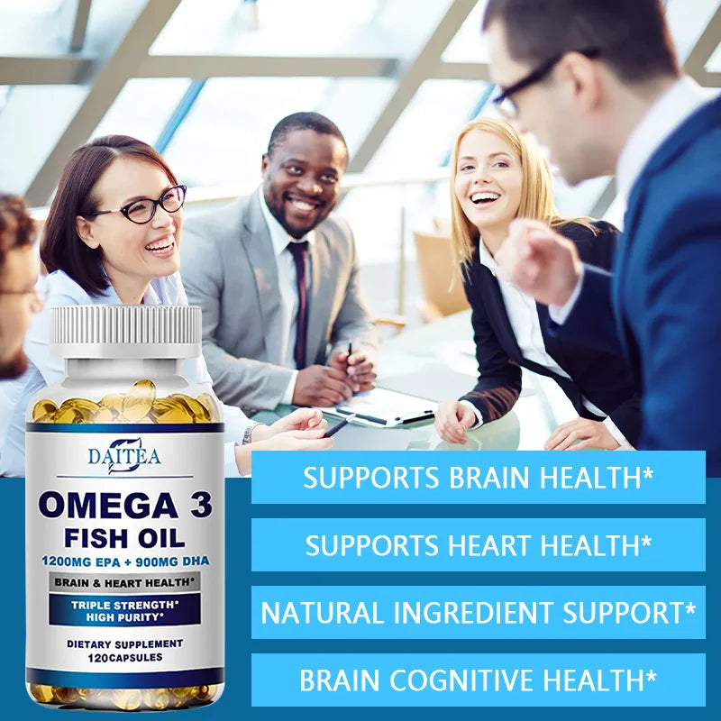 Fish Oil OMEGA-3 for Brain Cognitive Function and Memory, Heart, Joint Health - Rich in DHA and EPA