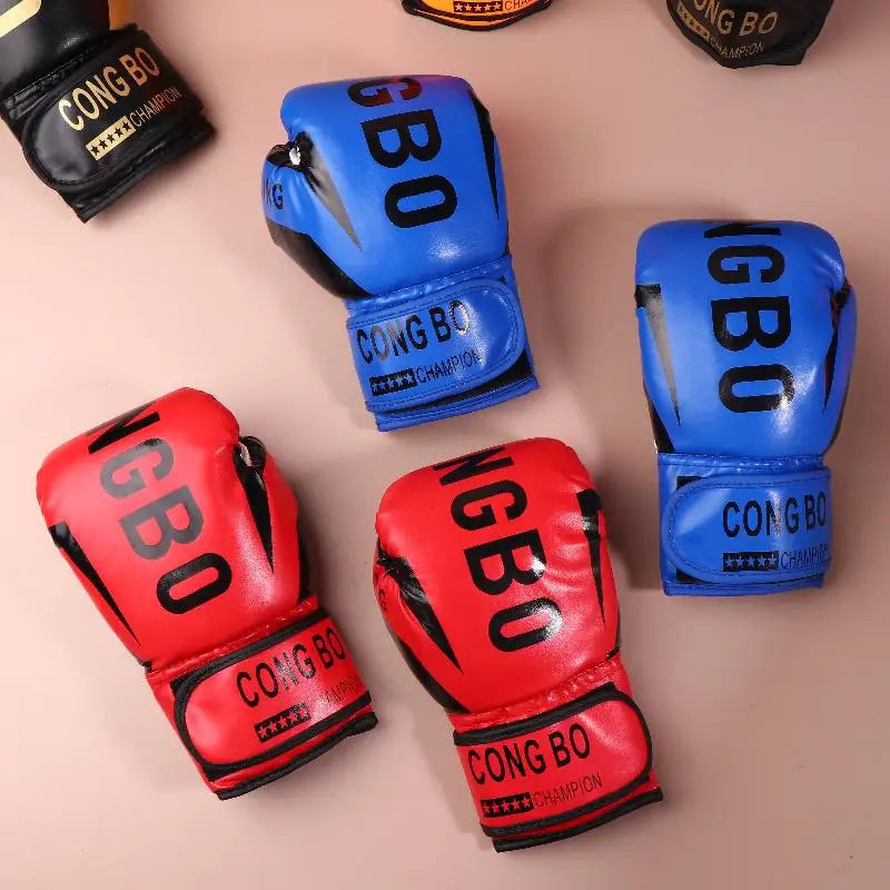 Gloves Shock Absorb Breathable PU Leather Full Finger Boxing Mitt Muay Thai Karate Impact Protection Kids