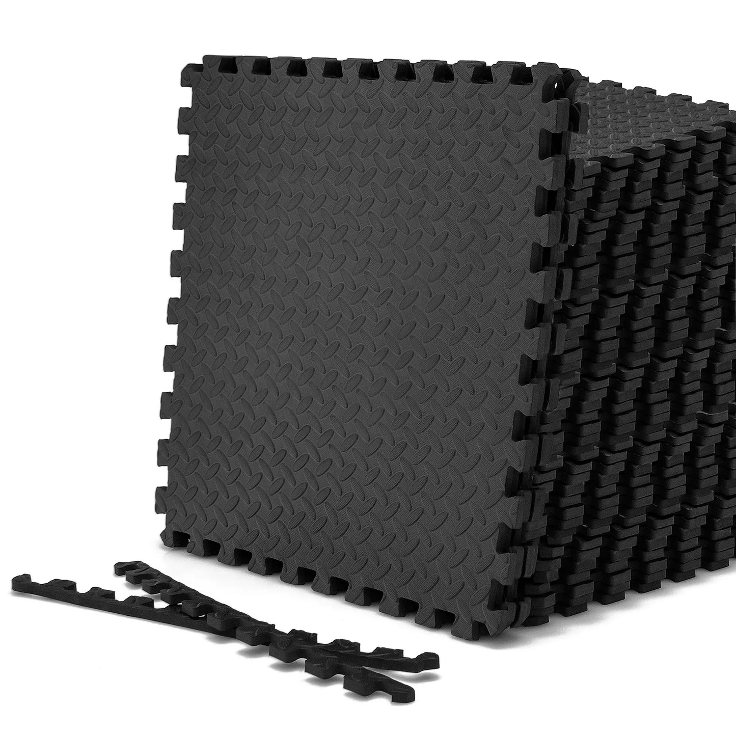 48 Tiles 1/2" Puzzle Floor Exercise Mat Interlocking Anti-slip EVA Foam Black