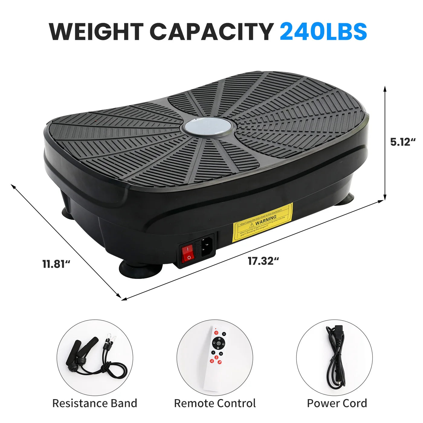 Vibration Platform Exercise Machine Portable Full Body Workout Fitness Shaker with Resistance Bands 9 Preset Modes Auto Mode