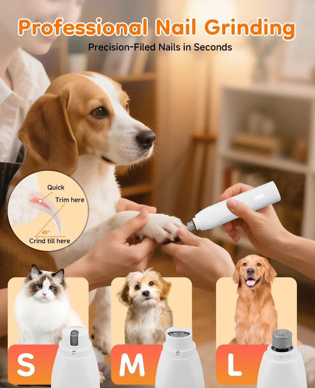 Dog Trimmer Cordless Grooming Kit Quiet Nail Grinder Hair Clippers