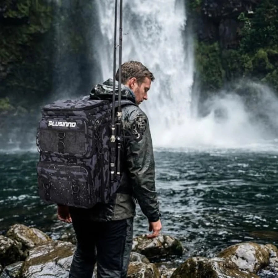 Fishing Tackle Backpack with Rod Holders42L Water-resistant Fishing Bag Store Fishing Gear, Fish Gifts For Men