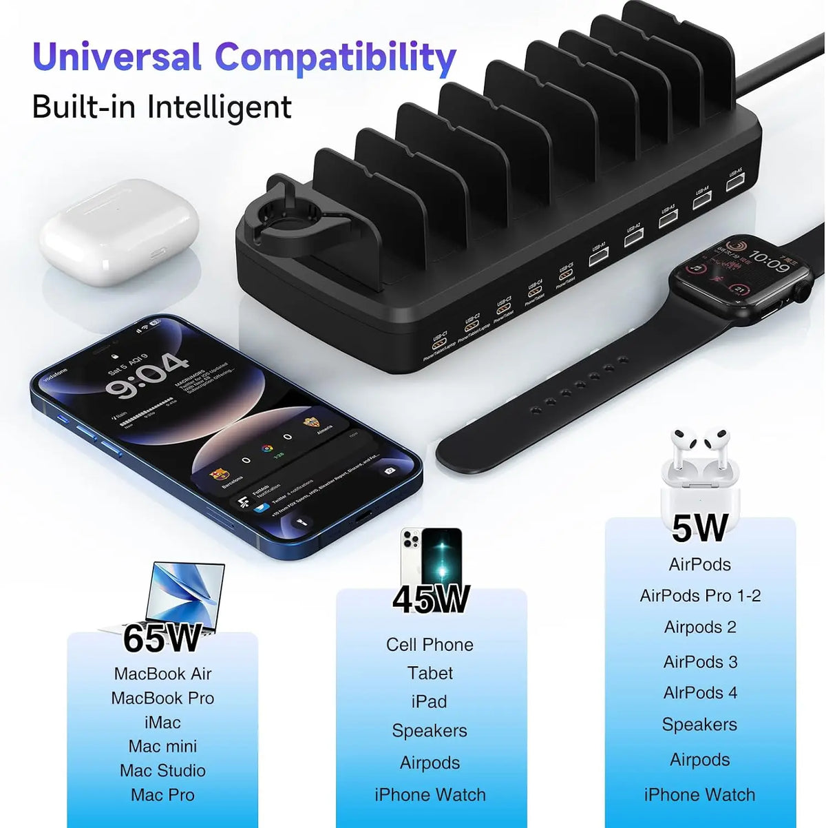 320W Charging Station With Ten Ports for Fast Device Charging